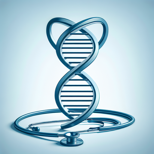 A minimalist image showing a double helix of DNA intertwined with a stethoscope.